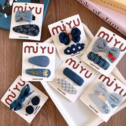 Blue Kawaii Cloth Hairpins Women Girls Children Hair Clips B