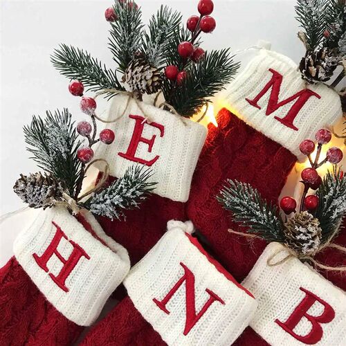 Christmas Alphabet Knitting Sock Christmas ree Ornament Chri