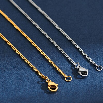2mm Wide Stainless Steel Link Chain Necklace for Men and