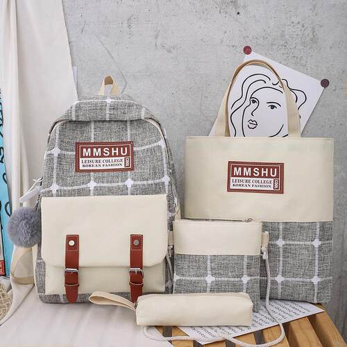 2020 New 4Pcs/set  School Bag For Teenagers Girls Student Hi
