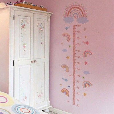Cartoon Rainbow Wall Height Chart for Recording Kids Growth