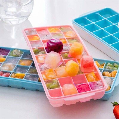 Silicone Ice Cube Maker Trays with Lids for Freezer Ice