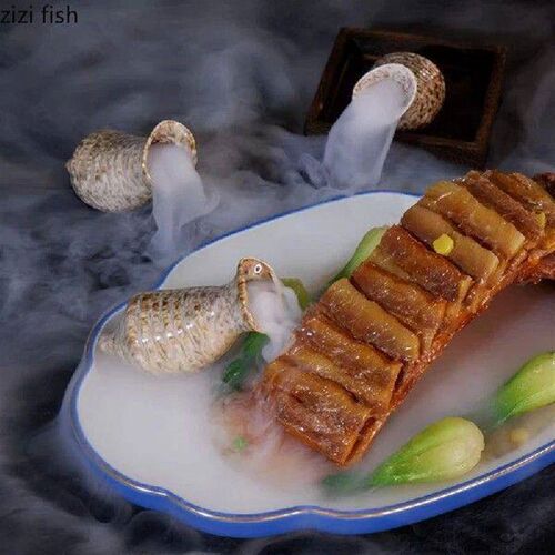 Vintage Ceramic Conch Dry Ice Plate Sashimi Tableware