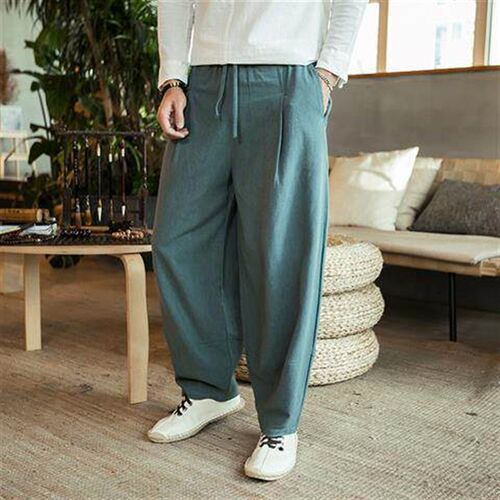 Fashion Summer Casual Pants For Mens Cotton Linen Loose Trou