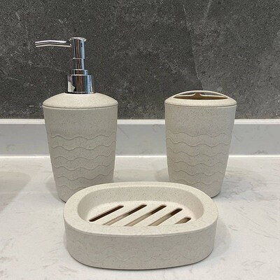 3Pcs/Set Wheat Straw Soap Dispenser Toothbrush Holder Soap B