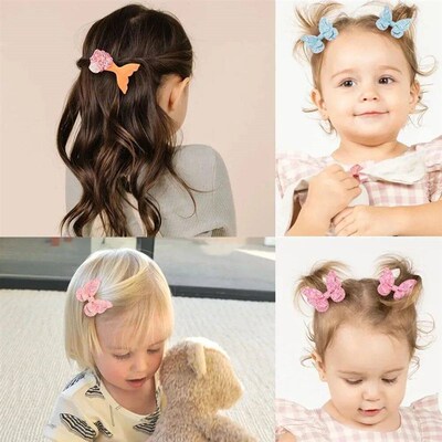 Kids Fresh Hair Clip Set Flower Printe Sweet Butterfly Hairp