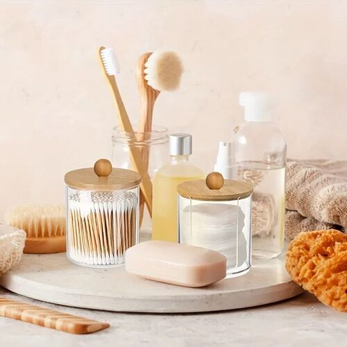 2 PCS Cotton Pad Holder, Bathroom Jars, Storage Box Organize