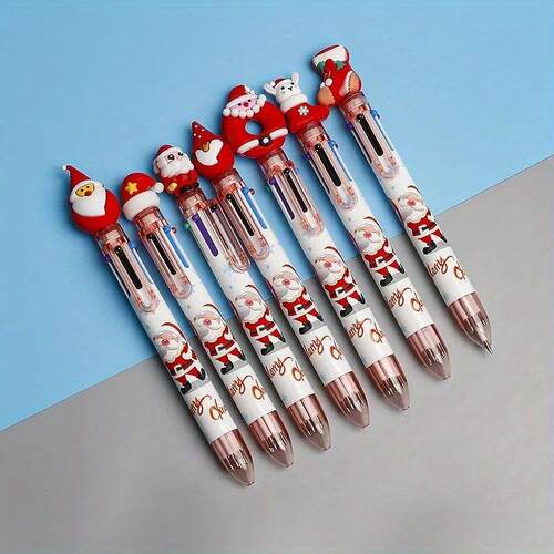 3Pcs 6/10 Colors Random Christmas Ballpoint Pen Cute Santa C