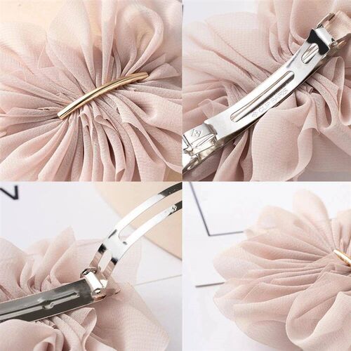 Big Spring Hair Claw Clips Women Metal Chiffon Flowers tail