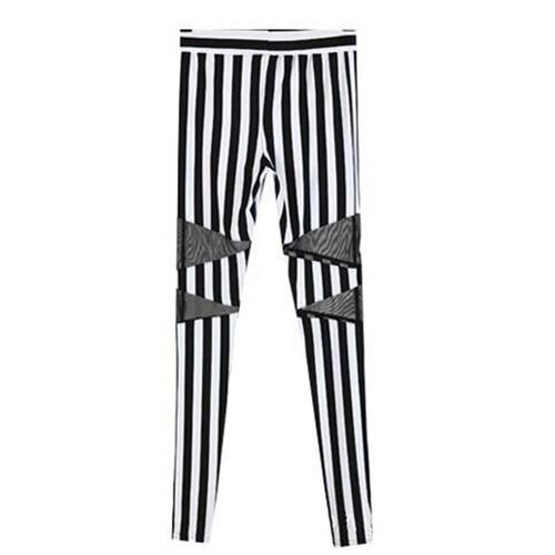Output Slimming BlackWhite Striped Mesh Design FallOutput