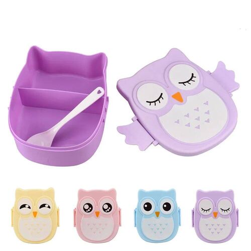 Portable Owl Lunch Box Cartoon Microwave Food-Safe Plastic F