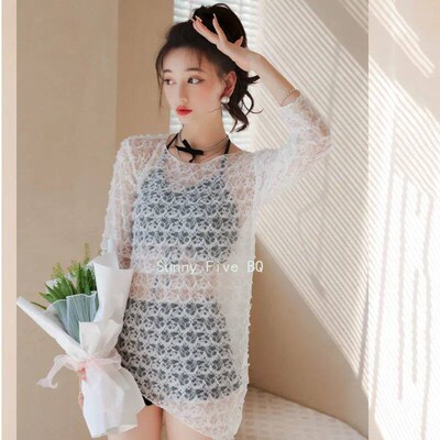 Swimsuit Coverup Bikini Sets Women 3 Pieces Swimming Solid H