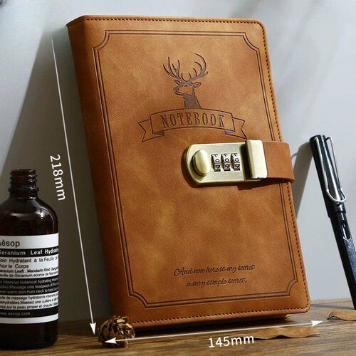 Password Notes Diary Book with Lock New Boys Simple Art Retr