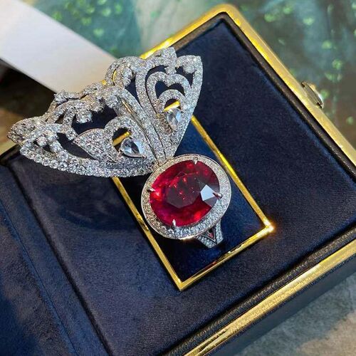 -Frigid ins senior color teasure French ruby light luxury te