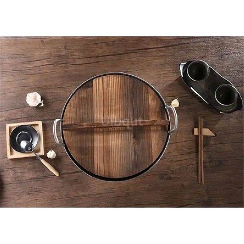 Wooden wood cover Handmade fir anti-scalding pot cover wok