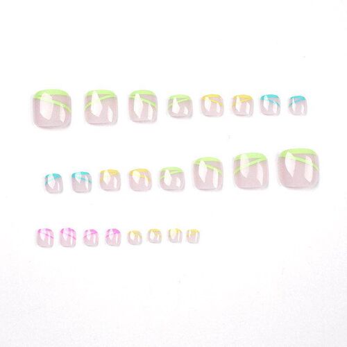 24Pcs Candy Light Brown Artificial False Toe Nails Press