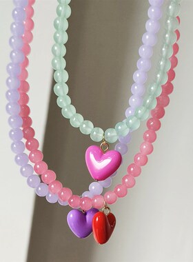 ZX Handmade Transparent Beaded Chain Short Chokers for Women
