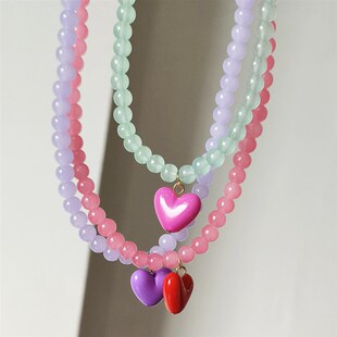 ZX Handmade Transparent Beaded Chain Short Chokers for Women