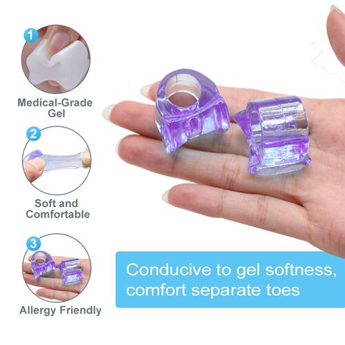 2/4pcs Purple Silicone Toe Separator Hallux Bone Corrector S