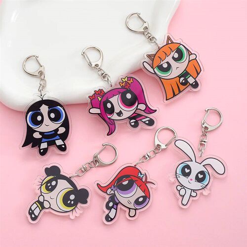 The Powerpuff Girls Acrylic Keychain Cartoon Character Ornam
