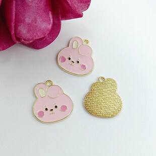 10pcs Cute Enamel Charms Bear Dog Rabbit Pendants Bunny Char