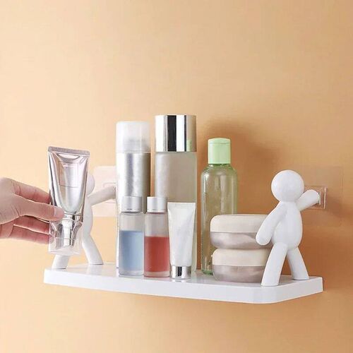 Self-adhesive Bathroom Storage Toothbrush Cup Shelves White