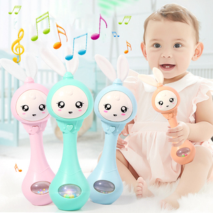 Baby Music Flashing Rattle Toys Rabbit Teether Hand Bells Mo