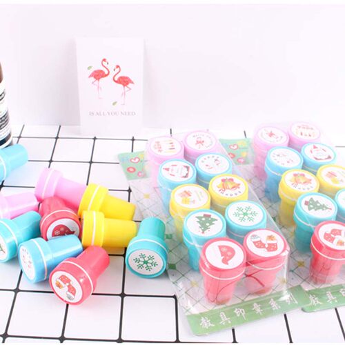 10Pcs Christmas Pattern Self-ink Seal Stamps DIY Scrapbook