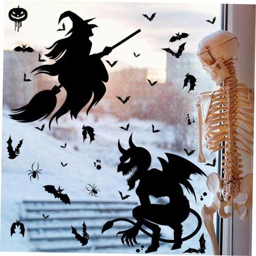 Halloween Ghost monster Windows decorated with skull decals