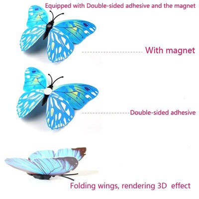 New Style 12Pcs Double Layer 3D Butterfly Wall ers Home Room