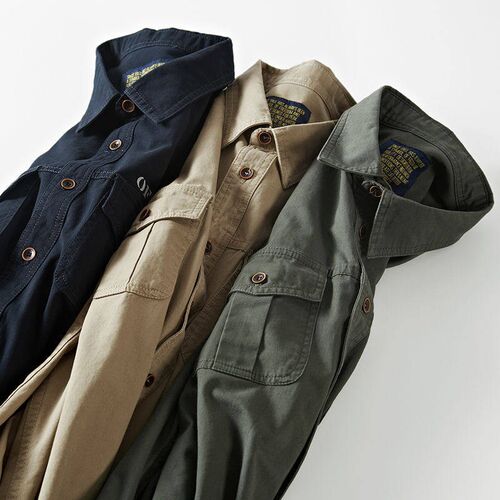 -Mens army green new fashion long-sleeved shirt mens sprin
