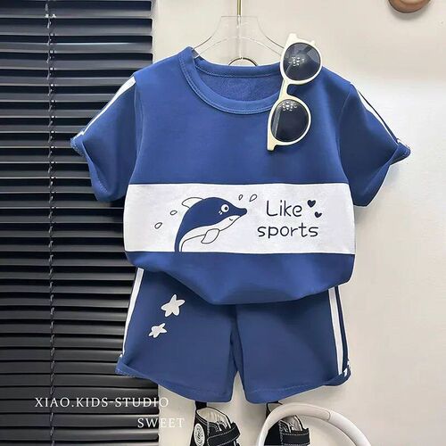 2024 New Kids Short Sleeve Suit Striped Girls Boys Set Summe