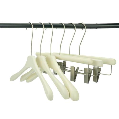 Solid Wood Hangers Beige Matte Clothes Rack Store Use