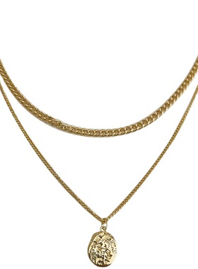 Double Layer Necklace Girl欧美轻奢小众气质钛钢双层项链女