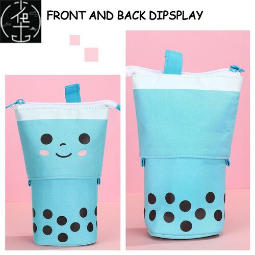 1Pc Fashion Cute Retractable Pencil Case Boba Milk Tea Pen P