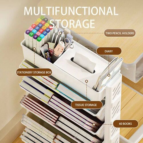 Floor Mounted Movable Bookshelf with Wheels Classroom Desk S