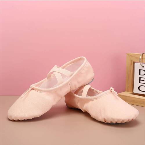 Flat Girls Ballet Shoes Canvas Black Pink Soft Ballet Belly