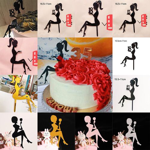 New High Heels Lady Happy Birthday Acrylic Cake Topper Weddi