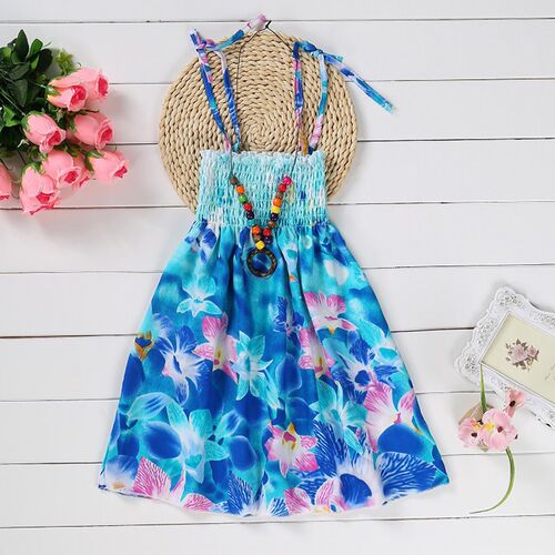 Summer Girls Floral Dress Sling Ruffles Bohemian Beach Princ
