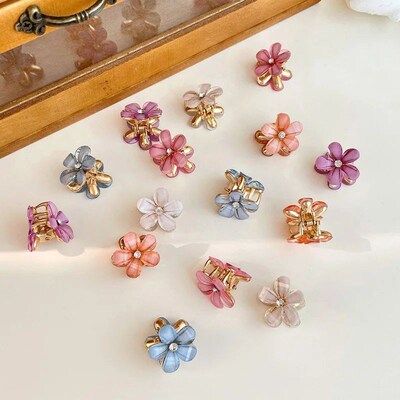 5pcs Double Side Crystal Flower Hair Claw Rhinestones Alloy