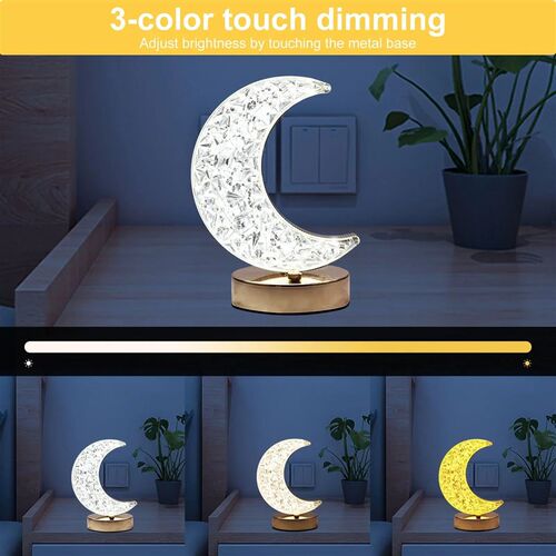 LED Crystal Lamp Star Moon Small Night Light 3 Colors Table