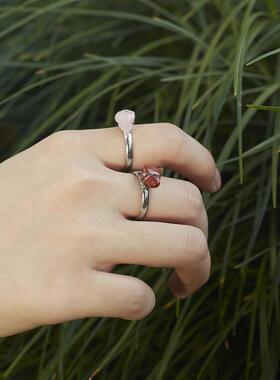 Fashion Wire Wrap Natural Rock Adjustable Rings For Women Qu
