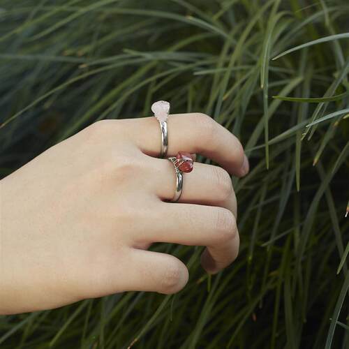Fashion Wire Wrap Natural Rock Adjustable Rings For Women Qu