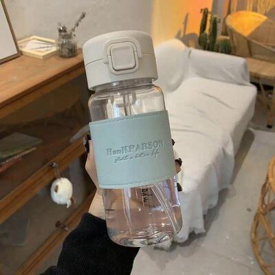 500ml Creative Water Bottle with Straw Portable Plastic Pop-