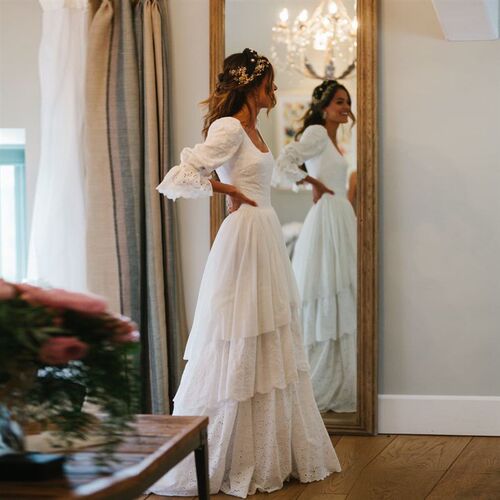 Fashion Three Quarter Tiered Wedding Dresses 2022 New Spring