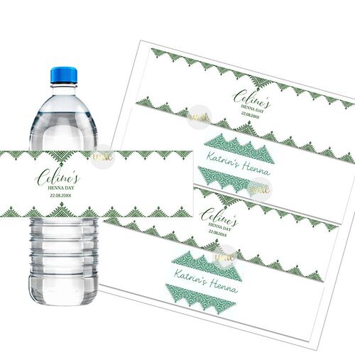 Custom Henna Water Bottle Labels Stickers Self Adhesive Cand