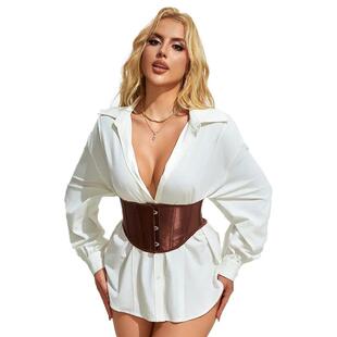 Brown Satin Underbust Corset 3 Busk Clips Slimming Waist Tra