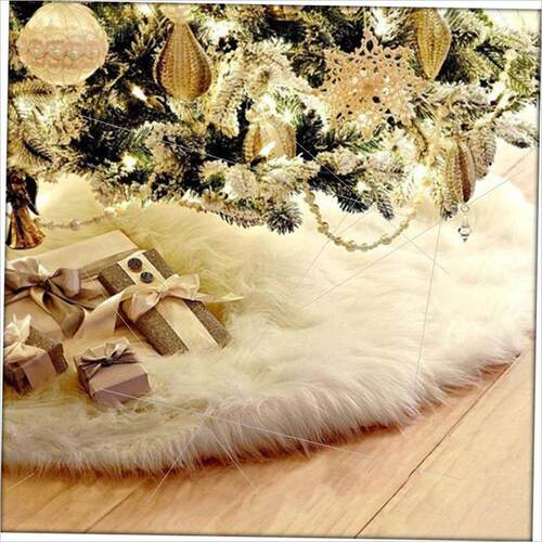 爆款热卖圣诞树裙纯白色长毛圣诞节日装饰品Christmas tree skirt