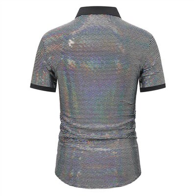 Shiny color blocked shirt for men, mens short sleeved
