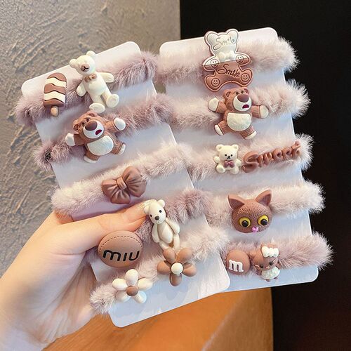 Plush Bear Tie Hair Rubber Band Female Cute Cartoon Elastic